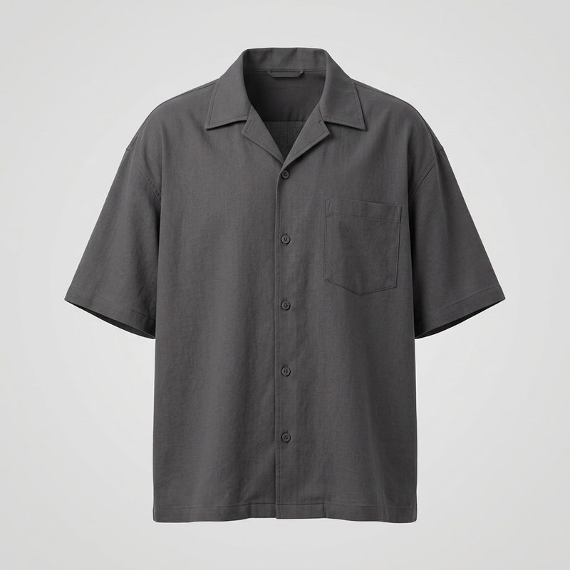 Oversized Camp Shirt — Charcoal